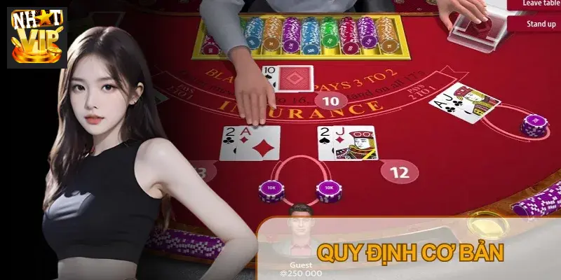 Giao diện bàn chơi Blackjack Nhatvip với các tính năng cược phụ hấp dẫn
