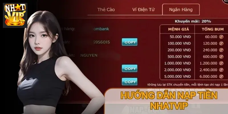 Chọn phương thức nạp qua Ngân hàng hoặc Ví điện tử