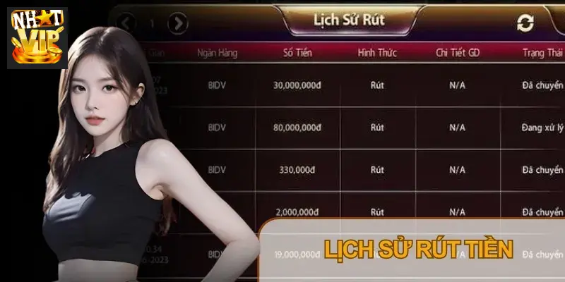 Kiểm tra trạng thái rút tiền trong Lịch sử giao dịch